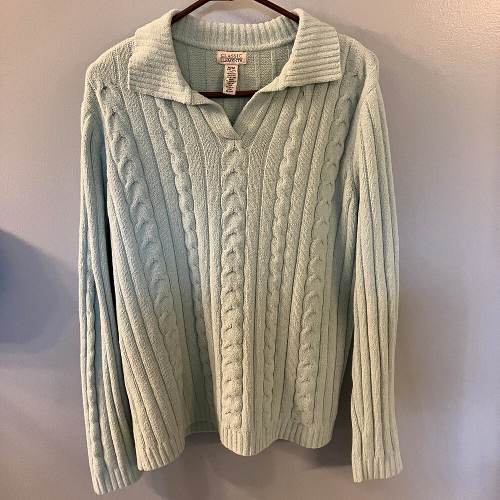 Vintage Classic Elements Womens Mint Green Sweater - Size M